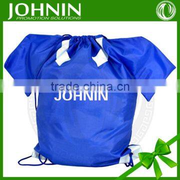 Fast cheap custom design nylon promotional shirt shape drawstring bag