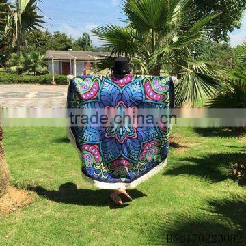 100% Cotton factory manufactured cotton towel Mandala pancake iamge summer round beach towel