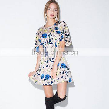 Short Sleeve Floral Printed A-line Dresses for Womens Plus Size Fit and Flare Cloak Dress Womens Summer Going Out Dresses Femme photo-2