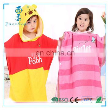 Alibaba best seller high quality custom 100% cotton velour poncho hooded towel for kids poncho