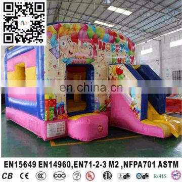 Happy clown multiplay inflatable bouncer house with slide for party