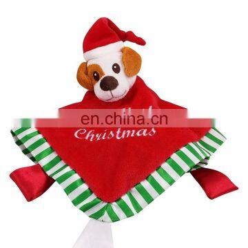 Lovely Christmas design plush baby blanket /christmas dog doudou blanket