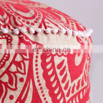 Indian 2017 Handmade Manufactures Ombre Mandala Design Ottomans Wholesale Red Pouf Covers photo-2