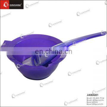 New design fade-proof Salon plastic hair dyeing bowl & brush set