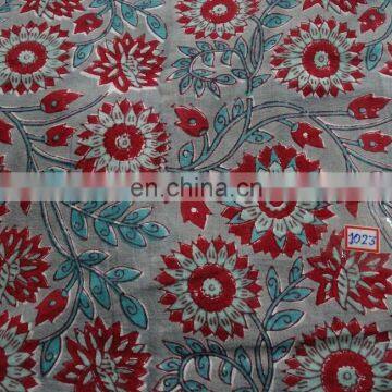 Elegant Red flower Indian Hand Block Print Pure Cotton Fabric Sanganeri Print Running Fabric online Shopping