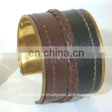 Brass Leather Cuff