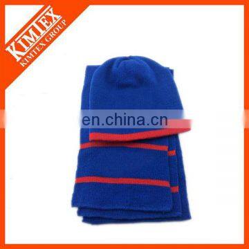 Free sample available latest custom wholesale knitted hat scarf attached knitted set