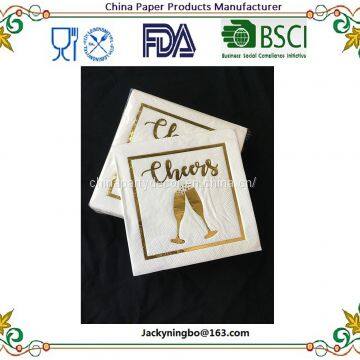 3-Ply, Pack of 50 Party Decorative Paper Napkins 6.5x6.5 Inch Color Printed With Gold Foil Cocktail Luncheon Napkins photo-2