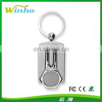 Nickel-Plated Polished And Satin Golf Divot Key Ring