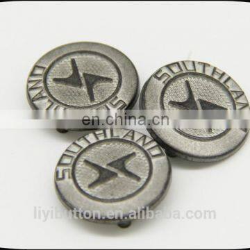 round metal clothing label, decorative contrast tin garment label with cheap price