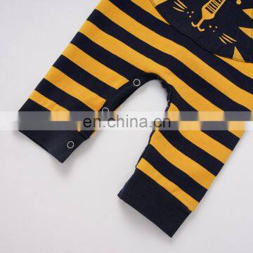 Yellow and Black Plaid Pattern Full Sleeve Cute Animal Pattern Jumpsuit Baby Boy Daily Wear Romper Wholesale photo-6