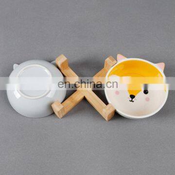 Wholesale Japan Style Printed White Custom Marble Ceramic Cat Pet Dog Bowl photo-4