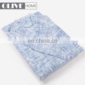 Competitive Price Blue 100 Cotton Unisex Space Dyed Printed Waffle Bathrobe photo-4
