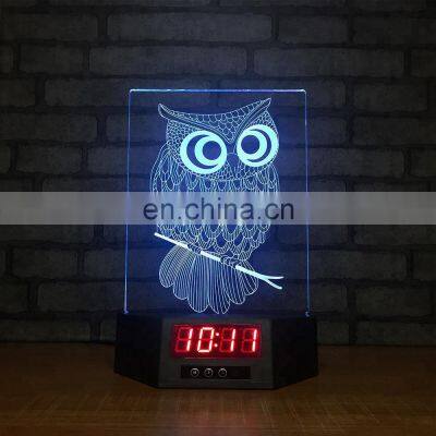 7 Colors changing clock 3D light illusion acrylic 3d led lamp with remote control