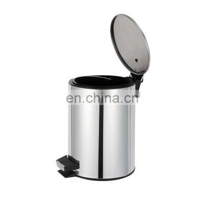 Household Bathroom Pedal Bin in Stainless Steel  Thin Cover Mirror Surface Trash Bin 3L 5L 12L Pedal Bin Soft Closed