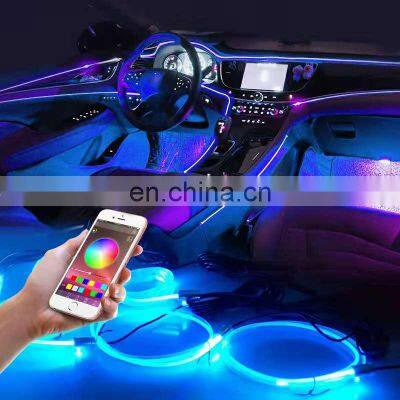 Led Car Interior Decorative Ambient Light Backlight EL Neon Strip RGB Multiple Modes App Sound Control Auto Atmosphere Lamp 12v