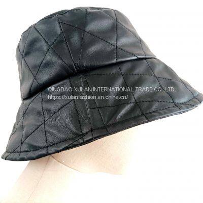 FASHION LADIES' GENUINE SHEEPSKIN LEATHER BUCKET HATS photo-3