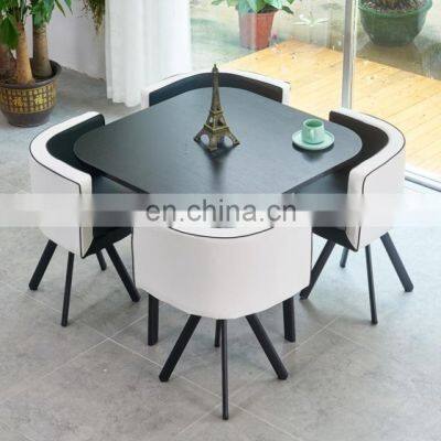Factory Modern Luxury Hot Sale Saving Place Coffee Table Sets Leisure Round Dining Tables And 4 Chairs Set photo-2