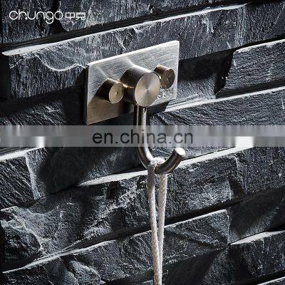 Bathroom Stainless Steel Metal Towel Robe Hooks Black Wall Mounted photo-3