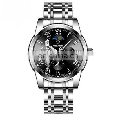 TEVISE 9005B Luxury Men Stainless Steel Sun Moon Phase Watches 24 Hours Display Automatic Mechanical Brand Wrist Watch photo-3