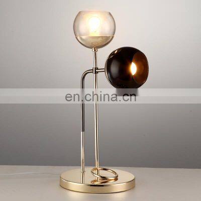 Luxury Modern Metal Bedroom LED Table Lamp Living Room Glass E14 Bulb Black Gold Modern Desk Light