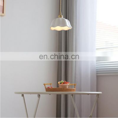 Medieval Brass Pendant Lamp Japanese White Porcelain Led Chandelier For Bar Restaurant Bedside LED Hanging Light