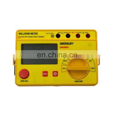 ALLOSUN EM480C Milliohm Meter LCD 200momh -20K in 6 Position Accurate Wide Measurement Range Resistance Meter photo-3