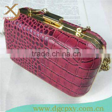 PU clutch snap lock bag with hidden chain