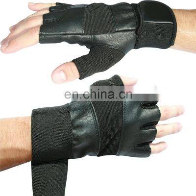 Pakistani leather anti slip weight lifting gloves Gym Fitness Weight Lifting Leather Gloves