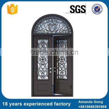 New Practical Double Door Wrought Iron Entry Doors Antique Design