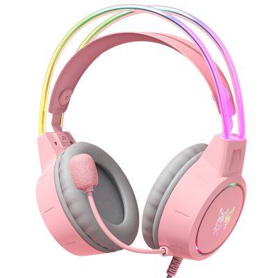 X15 Pro Onikuma RGB Colorful Glow Headphones With HD Flexible Mic 3.5mm Wired Gaming Stereo Earphones For Xbox Ps5 Ps4 Switch