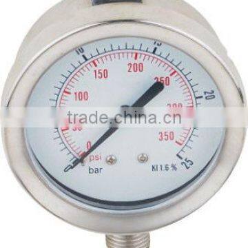 63mm(2.5") all stainless steel pressure gauge with bayonet bezel YN63BSS