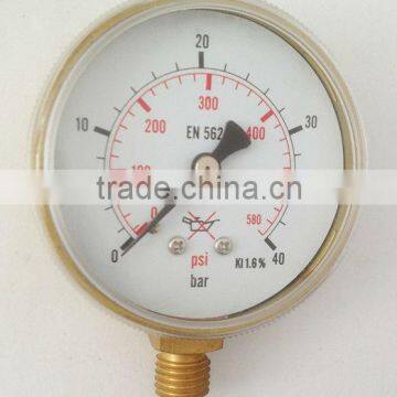 YY63D 63mm acetylene pressure gauge in screw plastic window