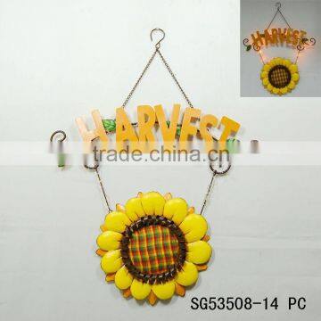 Wholesale home decoration metal wall art sunflower with led light