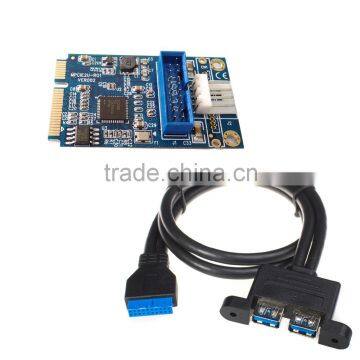 Mini PCIe a dual USB adaptador 3.0 Mini PCI-e a 19 Pin USB3.0 header converter +19 P USB jefe femenino a 2 USB3.0 spiltter cable