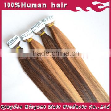 Hot new design top quality waterproof piano color ombre remy tape hair extension