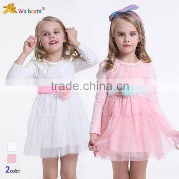 2015 Wa Boats 1527 Children Girl Dress Long Sleeve Laced Princess Dresses For Girls