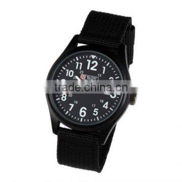 Mens Military Black Dial Fabric Strap Swiss Design Date Sport Army Watch MR051