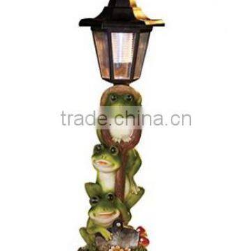 Solar Garden Yard Ceramic Frog Trio Statue