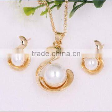 Cheap Price Wholesale 18k Gold Plated S Shape Big Pearl Jewelry Sets