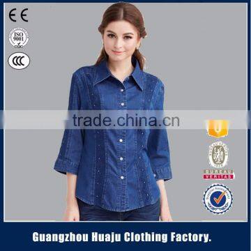 Manufacturer's price oem 100% cotton women's denim shirt women