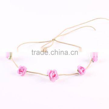 Hot-sales Baby Rose Flower Headband Girl Leather Rope Flower Hairband Toddler Baby Rose Flower Crown Headband Wh-1825 photo-6