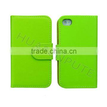 Factory Price Book Style Flip Wallet Leather Case For iPhone4/4S