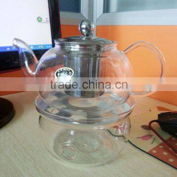 crystal borosilciate glass teapot with glass cup