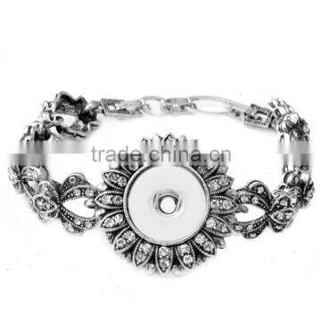 2016 Newest Design vintage Chain crytal 18mm Ginger Snap Button Bracelet pulseras Snap Bracelets