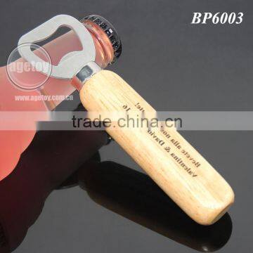 Custom Laser Engraved Names Wedding Souvenir Wooden Handle Stainless Steel Metal Beer Opener Wood