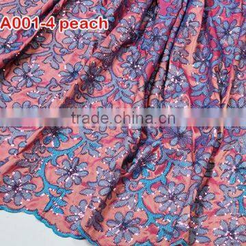 latest African beautiful lace george, embroidery george wrapper fabric for GA001-4