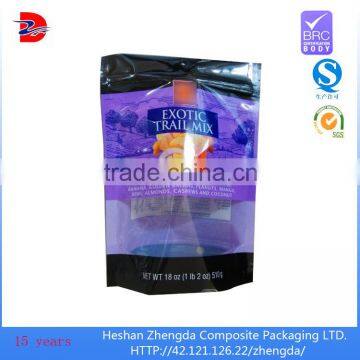 foil lined stand up dry food packaging for nuts,plastic bag packaging