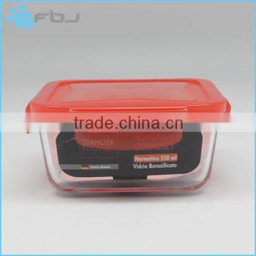 Color Square High Borosilicate Food Glass Container With Lid