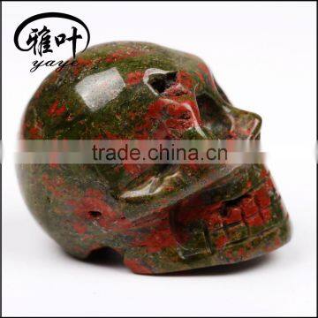 Wholesale 2inch Natural Unakite Stone Hand Carving Skull photo-3